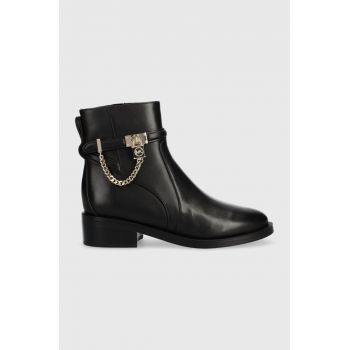 MICHAEL Michael Kors cizme de piele Hamilton femei, culoarea negru, cu toc plat, 40F3HAME5L