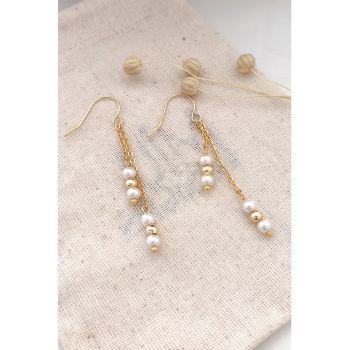 Cercei drop decorati cu perle sintetice