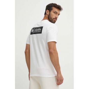 Columbia tricou din bumbac North Cascades barbati, culoarea alb, cu imprimeu, 1834041