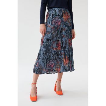 Fusta midi cu model floral