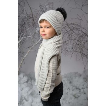 Jamiks șapcă de lână pentru copii culoarea gri, de lana de firma originala