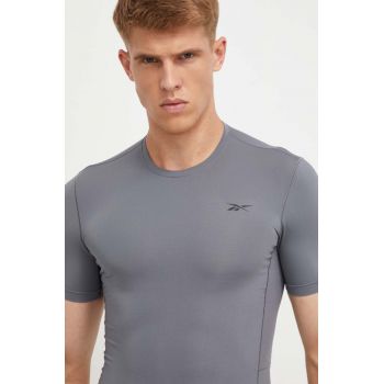 Reebok tricou de antrenament culoarea gri, neted