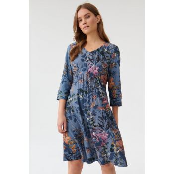 Rochie cu decolteu in V si imprimeu floral