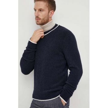 United Colors of Benetton pulover din amestec de lana barbati, culoarea albastru marin, călduros ieftin