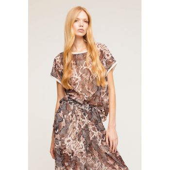 Bluza cu maneci scurte si model piele de sarpe