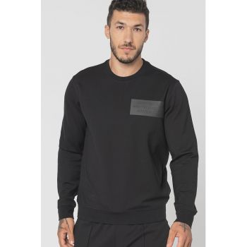 Bluza sport cu decolteu la baza gatului si logo
