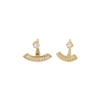 Cercei placati cu aur de 18K decorati cu zirconia
