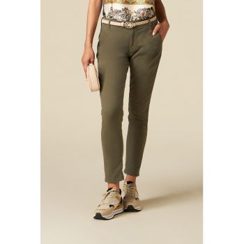 Pantaloni chino crop cu talie medie