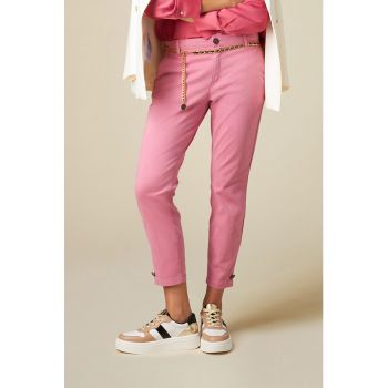 Pantaloni chino crop cu talie medie