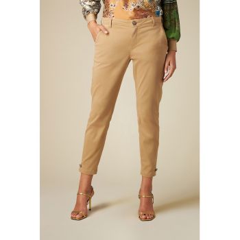 Pantaloni chino crop cu talie medie