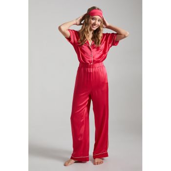 Pantaloni de pijama cu aspect satinat