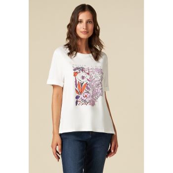 Tricou de bumbac cu imprimeu floral