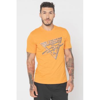 Tricou de bumbac cu imprimeu logo pentru fitness