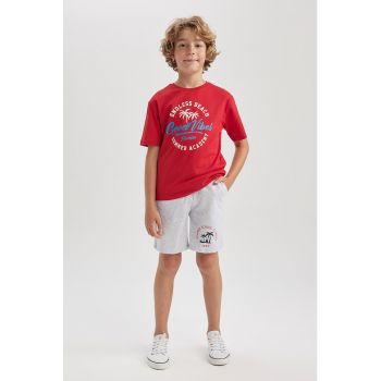 Tricou cu imprimeu si maneci cazute