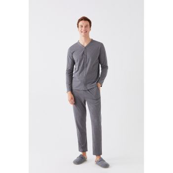 Pijama cu pantaloni lungi si nasturi