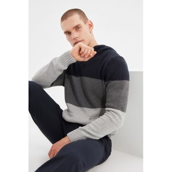 Pulover colorblock cu gluga