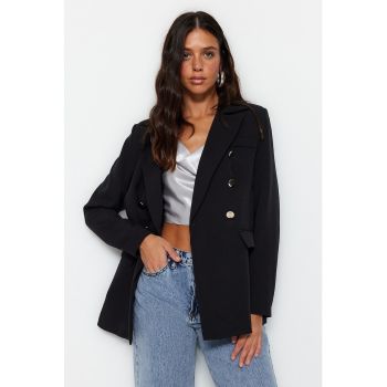 Sacou regular fit cu doua randuri de nasturi
