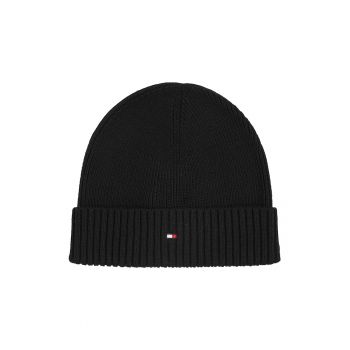 Caciula elastica din amestec de bumbac organic cu broderie logo discreta