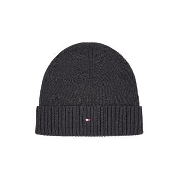 Caciula elastica din amestec de bumbac organic cu broderie logo discreta