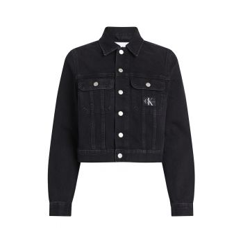 Jacheta de denim cu buzunare pe piept