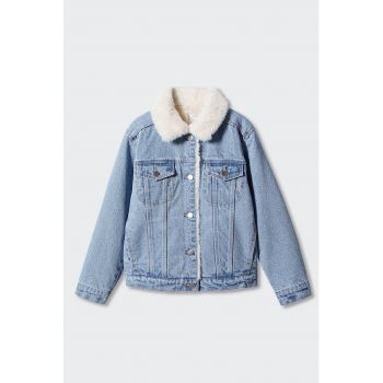 Jacheta din denim cu captuseala din blana shearling sintetica Lisa