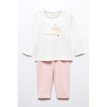 Pijama lunga cu model in doua tonuri Nube