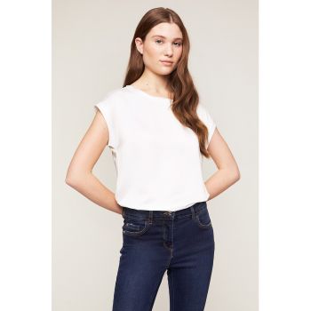 Bluza cu aspect satinat si maneci scurte