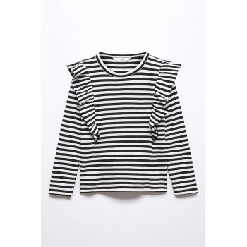 Bluza cu dungi si insertii de volane Bianca
