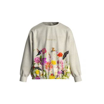 Bluza sport cu decolteu la baza gatului si imprimeu floral