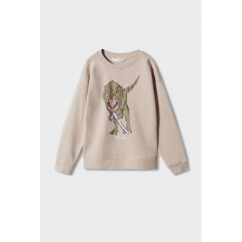 Bluza sport cu maneci cazute si imprimeu Rex