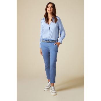 Pantaloni chino crop cu talie medie