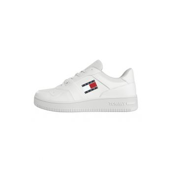 Pantofi sport de piele cu garnituri de piele ecologica