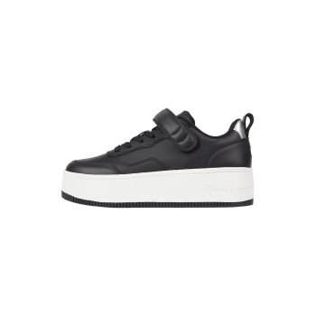 Pantofi sport wedge de piele cu banda velcro