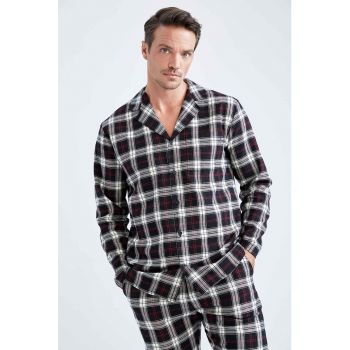 Pijama lunga din bumbac cu model in carouri