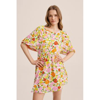 Rochie cu model floral si maneci bufante Pradera la reducere