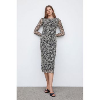 Rochie midi cu animal print Claude