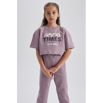 Set de tricou crop si pantaloni sport - 2 piese