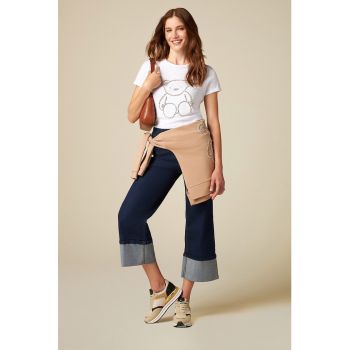 Tricou din bumbac cu aplicatii cu strasuri