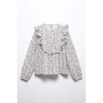 Bluza cu model floral si volane Louisa