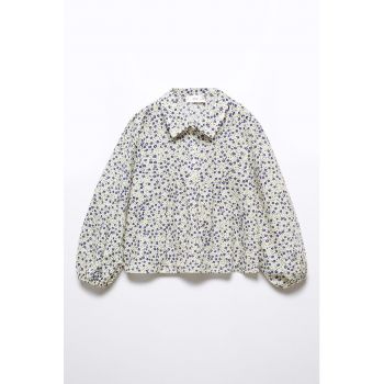 Bluza cu model floral si fenta cu nasturi Coco