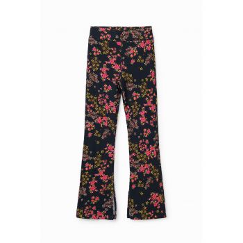 Colanti boot-cut cu model floral