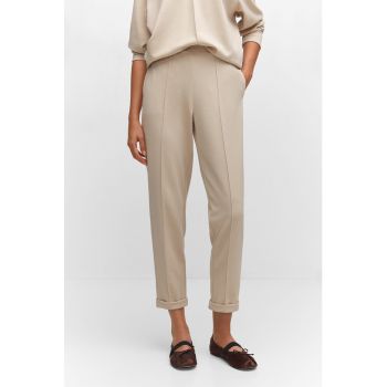 Pantaloni crop cu talie inalta Pique