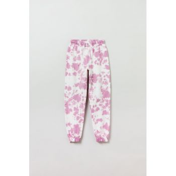 Pantaloni sport cu snururi si imprimeu tie-dye
