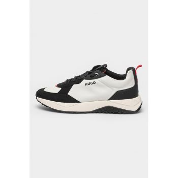 Pantofi sport cu garnituri de piele intoarsa ecologica Kane