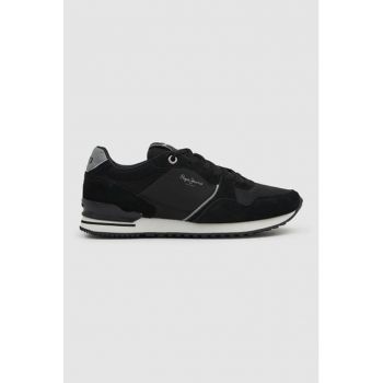 Pantofi sport cu garnituri de piele intoarsa si material textil