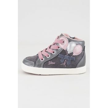 Pantofi sport mid-high de piele intoarsa cu aplicatii