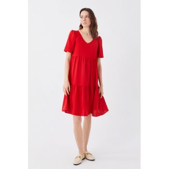 Rochie cu decolteu in V si croiala in A