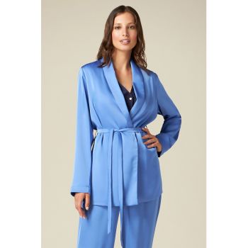 Sacou de satin cu un cordon in talie