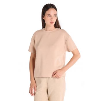 Tricou din amestec de modal cu decolteu la baza gatului