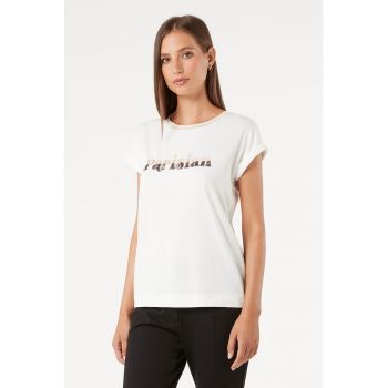 Tricou din amestec de modal cu paiete